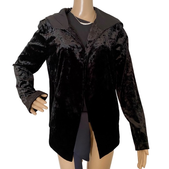 BCBG black hooded velvety jacket lined - Picture 3 of 7